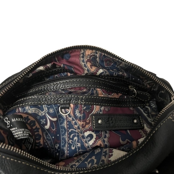 B. Makowsky Large Shoulder Bag Purse Shopper Black Leather Double Strap Zipper - Picture 14 of 14